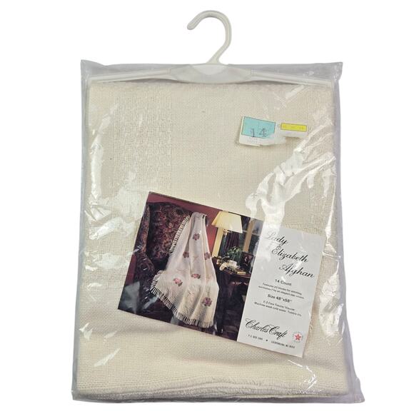 NEW Charles Craft Lady Elizabeth Afghan 14 ct Cross Stitch blanket Blank 48x58" - Picture 1 of 2